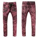 balmain jeans stretch distressed skinny rouge